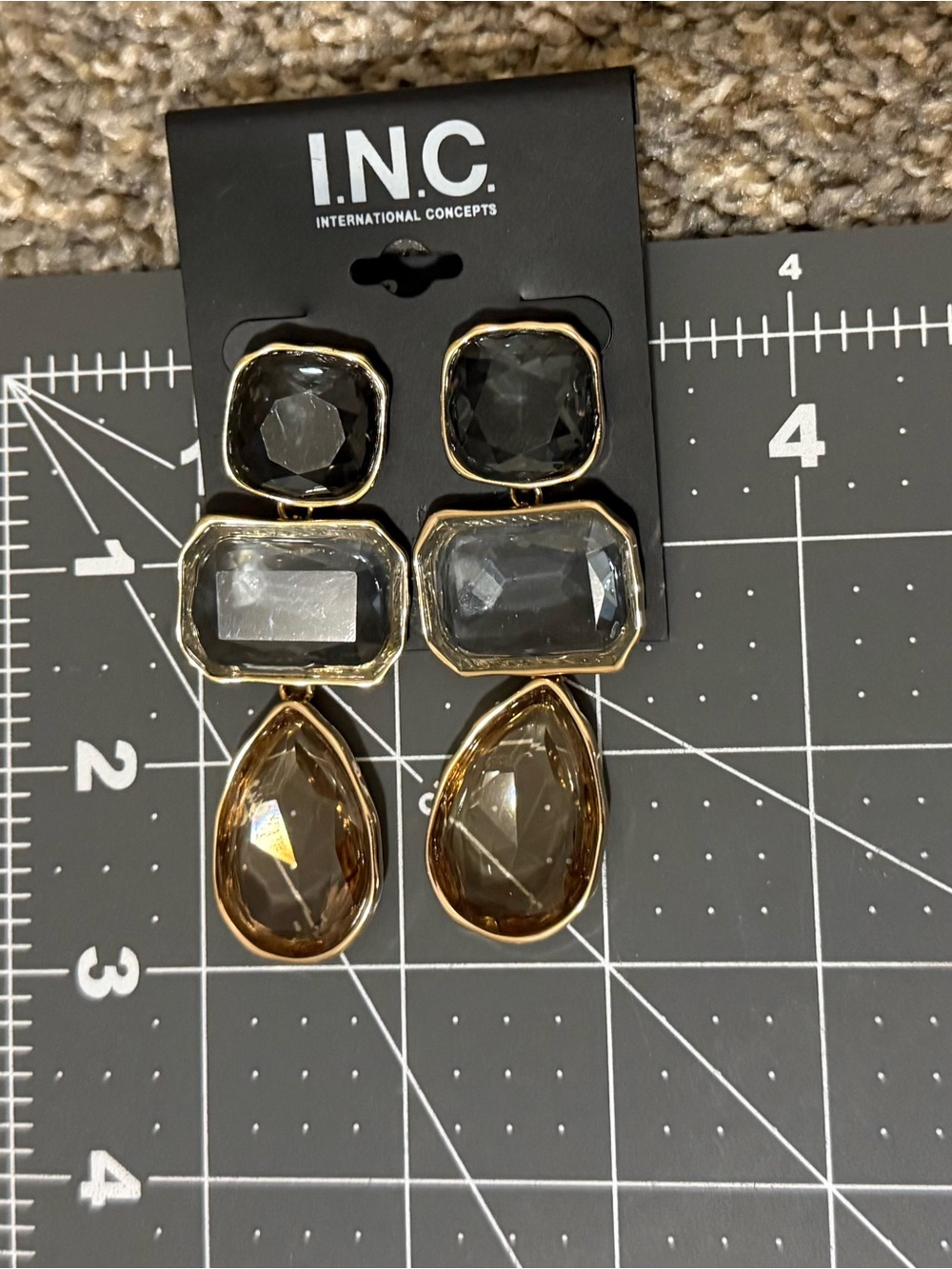 INC Women's Gold-Tone Smoky Drop Earrings - Picture 3 of 3